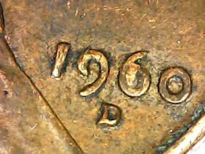 1960-D, Small Date, Die Chip or Break, Filled 6 - Picture 1 of 3