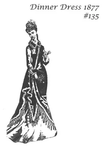 Vestido de cena de moda francesa patrón 1877 #135 para muñeca. - Imagen 1 de 1