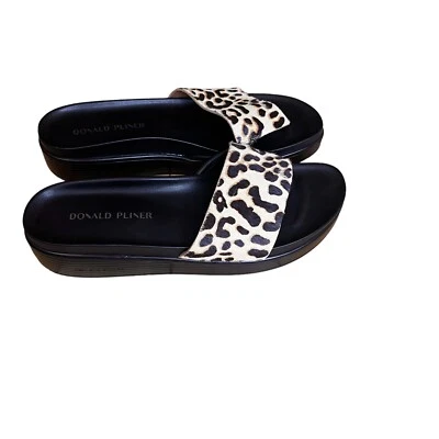 Donald Pliner Mujer Fiji Leopardo Slide Tanga Plataforma Sandalia Talla 9.5 Nuevo Foto 1 de 4