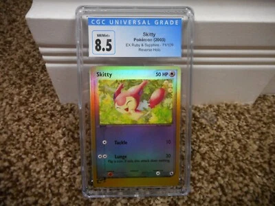 Skitty cgc 8.5 NM MINT+ REVERSE HOLO EX Ruby & Sapphire E-Reader 71/109 psa card - Image 1 of 2