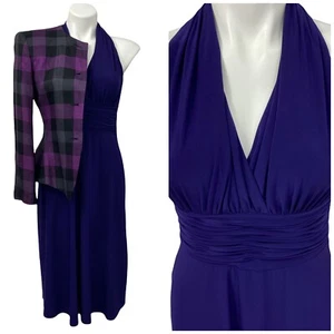 Evan Picone Halter Dress Womens 4 Lot Purple Plaid Blazer Dance Elegant Date - Picture 1 of 12