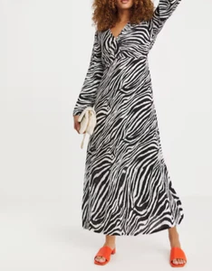 JD WILLIAMS LADIES CRINKLE TWIST DETAIL MONO PRINT MIDI DRESS NEW (ref 574) - Picture 1 of 5