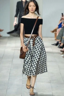 Michael Kors Plaid Midi Side Pockets Cotton US 4 Skirt Great Classic - Image 1 of 4