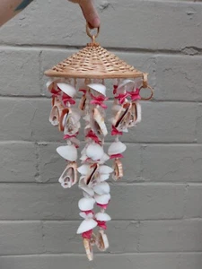 Vintage 17" Hanging Shell Chandelier Shell Wind Chime BoHo Decor - Picture 1 of 6