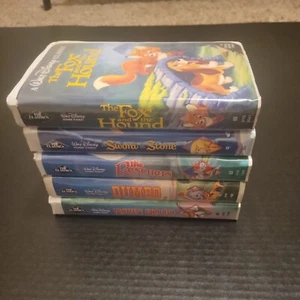 Disney Black Diamond Vhs Lot of 5 Fox & the Hound Dumbo Rescuers Robun Hood More - Picture 1 of 14