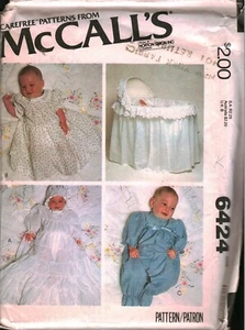 6424 Vintage McCalls Sewing Pattern Infant Christening Dress Bonnet Coveralls FF - Picture 1 of 2