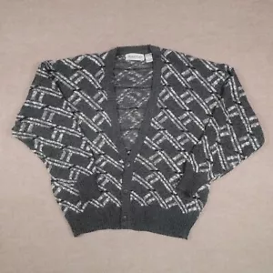 Cardigan uomo vintage Michael Gerald XL grigio freddo maglione nonno Geome - Foto 1 di 18