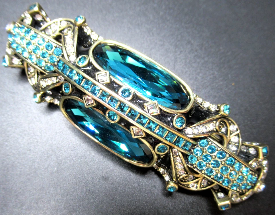 Hermoso broche prendedor enorme de cristal azul HEIDI DAUS Foto 1 de 4