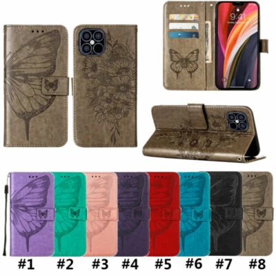Butterfly Flip Wallet Leather Phone Case For iPhone 11 12 13 Pro Max XR XS 7 8 - Image 1 of 4