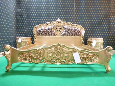 Reino Unido Stock 6' Sofisticado Oro con Leopardo Caoba Francés Rococó Barroco Cama Foto 1 de 4
