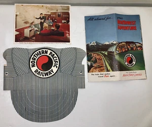 Vtg Northern Pacific Railway LOT Your Northwest Adventure, Kids Hat and Postcard - Picture 1 of 12