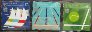 Isle of Man 2012 London Olympics 3 stamps tennis swimming sailing mint unhinged