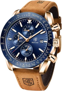 BENYAR Mens Watches Quartz Chronograph Business Luxury Brand Waterproof Wristwat - Picture 1 of 12
