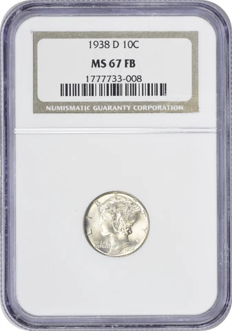 1938-D Mercury Silver Dime MS67FB NGC Cover