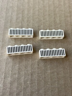 White  4x1 1x4 printed brick RADIATOR GRILLE LINES rare LEGO Lot 4 City Space - Image 1 of 3