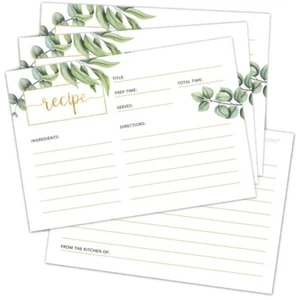 PartyGraphix 50 biglietti ricetta verde oro design rustico doppia faccia spesso card - Foto 1 di 12