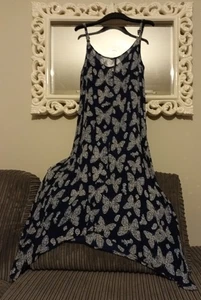 Evans Damen marineblau & weiß Print langes Kleid Größe 18 ärmellos, verstellbare Träger - Bild 1 von 4