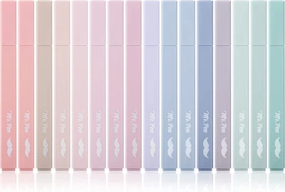 Mr. Pluma Estética Resaltadores, 16 Piezas, Punta Cincel, Colores Morandi Sin Sangrado Foto 1 de 4