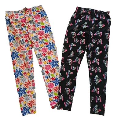 Девочек леггинсы лот 2 изделия бабочки и цветы белый и черный размер 14/16 - Изображение 1 из 4