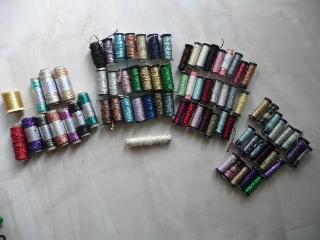 VTG Lot of 76 Metallic Thread  Spools - Image 1 of 4