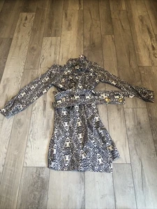 ELIZABETH McKAY Dress Blue  100% Silk Ruffle Neck Wrap Dress Size 4 - Picture 1 of 5