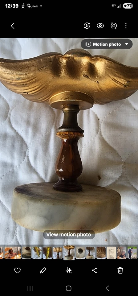 Tazza antiga de alabastro e bronze - Imagem 1 de 4