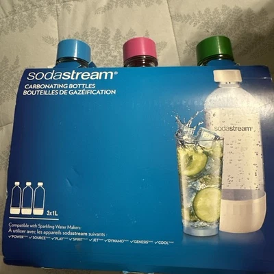 Juego de 3 Botellas de Agua Carbonatadas de 1 Litro Hogar Cocina Sodastream NUEVO Foto 1 de 4