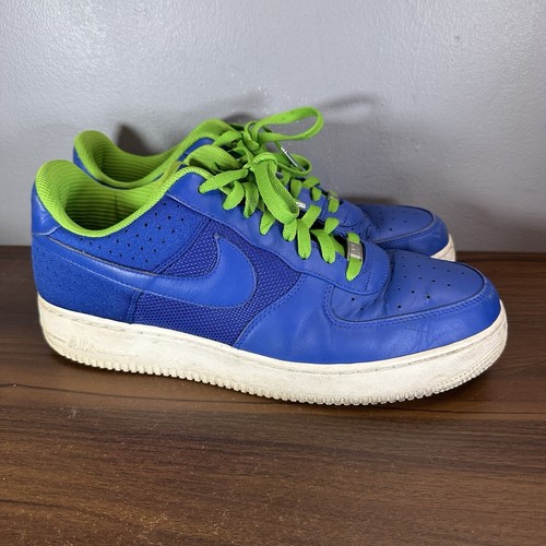 Nike Scarpe Uomo 12 Air Force 1 '82 Sneakers Basse Huarache Blu Verde 354716 441