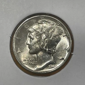 1944 10C Mercury Dime F4011 bande complete AU-MS - Foto 1 di 2