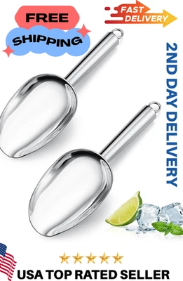 2x Cuchara de Acero Inoxidable Bar Caramelo de Hielo Productos Secos Palomitas Comercial Cuchara 3Oz Foto 1 de 4