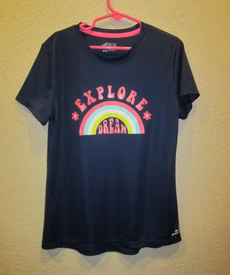 BCG Girls Athletic Short Sleeve Navy T-Shirt Top Explore Dream Rainbow - Image 1 of 4