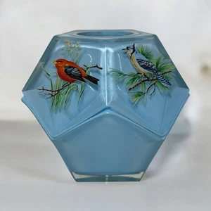 RARE Vintage Westmorland Glass Fairy Light Lamp Cardinal Birds Candle Faceted - Picture 1 of 11