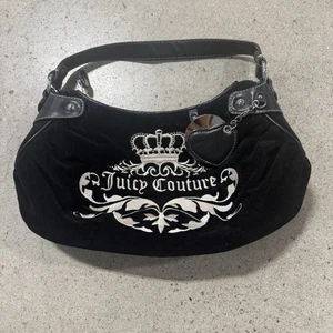 vintage Juicy Couture bag Royal Juicy Couture Black velour juicy bag 2000s Y2K - Picture 1 of 16