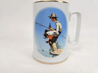 Coca-Cola Commemorative Edition Tankard Out Fishin by Norman Rockwell 100th Ann - Image 1 of 4