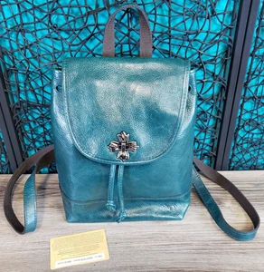 Patricia Nash Distressed Vintage Collect Sulci Backpack Leather Bag Blue Coral - Picture 1 of 17