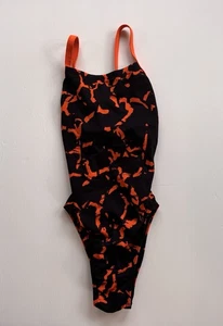 Speedo Endurance Swimsuit Bathing Suit Swimming Women One Piece Orange Black 26 - Picture 1 of 4