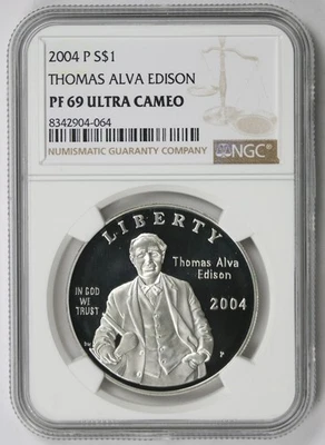 2004-P Thomas Alva Edison Silver Modern Commemorative $1 PF 69 Ultra Cameo NGC - Image 1 of 4