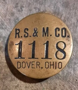 Vtg Dover Ohio Reeves Steel & Milling Co. Employee ID Pin Badge 1118 R.S.&M. Co - Picture 1 of 3