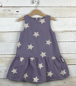 Girls GAP Kids Sz XS  4 5y Purple Sleeveless Dress Star Print Lined  - Picture 1 of 5