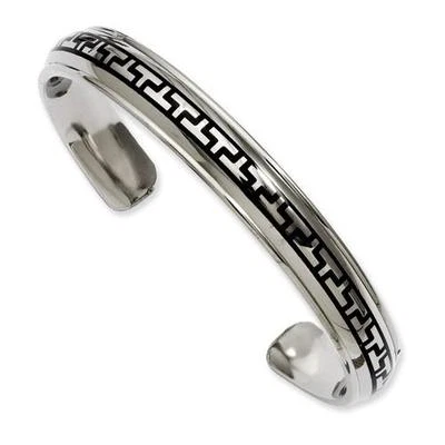 Brazalete brazalete brazalete diseño llave griega caucho negro titanio regalo nupcial Foto 1 de 2