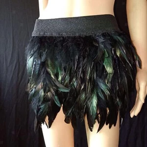 Women Ostrich Feather Mini Skirt Wedding Party Dance Clubwear Skirt - Picture 1 of 8