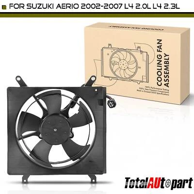 Ventilador de refrigeración del radiador con conjunto de cubierta para Suzuki Aerio 2002-2007 L4 2,3 L 2,0 L Foto 1 de 4