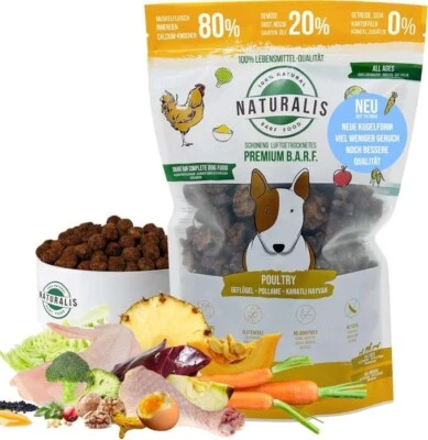 Naturalis 1kg Trockenbarf Hund 80% Huhn getreidefrei ohne Zusätze 100% natürlich - Bild 1 von 4