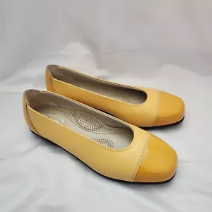 SAS Tripad Loafers Shoes Women's 8 Coco Yellow Leather Ballet Flats Cap Toe - Picture 1 of 11