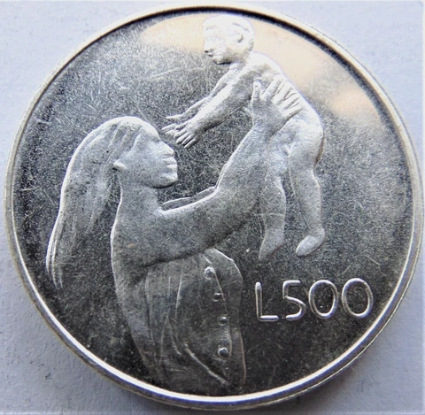 SAN MARINO 1972  silver 500 Lire Mother & Son grading UNCIRCULATED Cover
