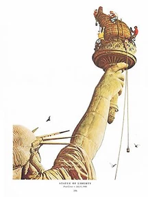 Norman Rockwell Druck "THE STATUE OF LIBERTY" Southern Border Immigration 11x15" - Bild 1 von 1