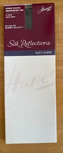 Hasta la rodilla Hanes Silk Reflections sedoso transparente reforzar punta 2 Pr apenas negro N - Imagen 1 de 1
