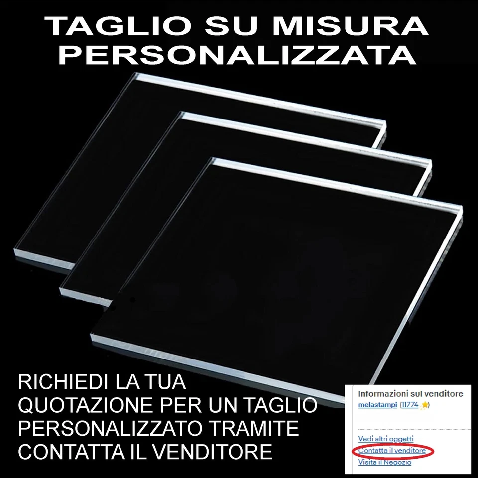 PLEXIGLASS FOGLI LASTRA TRASPARENTE 3 mm PERSONALIZZATO TAGLIO LASER LASTRE - Immagine 1 di 1