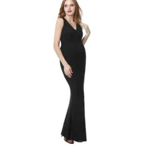 KIMI + KAI schwarz ärmellos V-Ausschnitt Umstandsmode Edrei Meerjungfrau Maxikleid Small - Bild 1 von 13