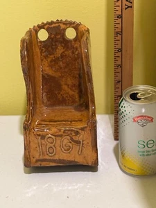 Antique dated 1861 Redware pottery rocking chair 7.5” toy AAFA primitive - Picture 1 of 7